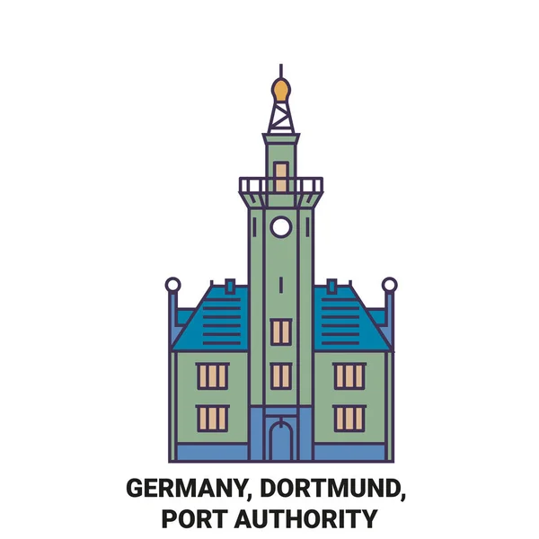 Německo Dortmund Port Authority Cestovní Orientační Linie Vektor Ilustrace — Stockový vektor