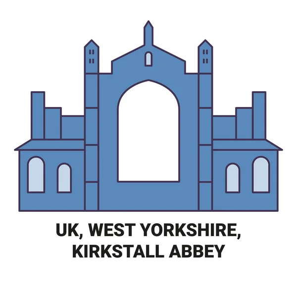 West Yorkshire Kirkstall Abbey Utazás Mérföldkő Vonal Vektor Illusztráció — Stock Vector