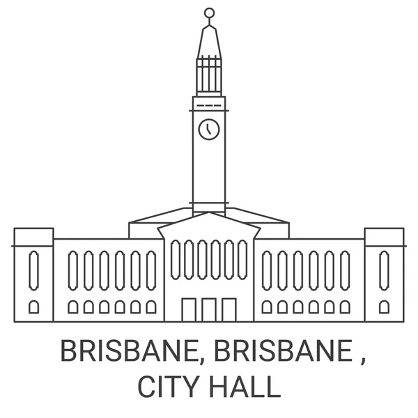 Australia Brisbane Brisbane City Hall Travels Landmark Line Brief — стоковий вектор