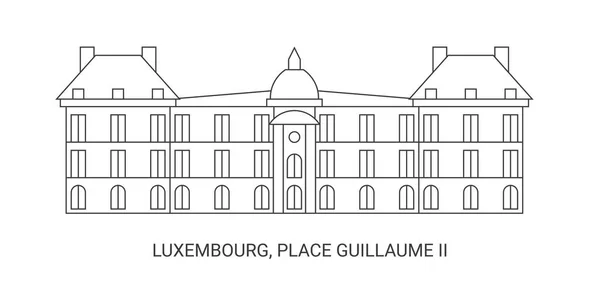 Luxembourg Place Guillaume Travel Landmark Line Vector Illustration — Stock Vector