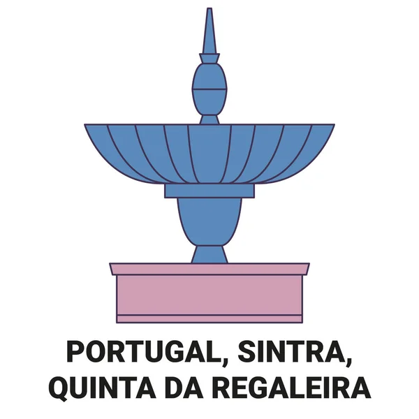 Portugal Sintra Quinta Regaleira Voyages Illustration Vectorielle Ligne Historique — Image vectorielle