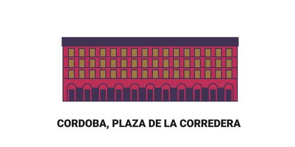阿根廷 科尔多瓦 Corredera广场 旅行地标线矢量图解 — 图库矢量图片