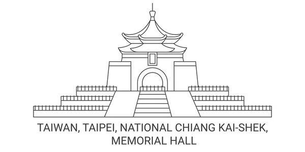 Taiwan Taipei National Chiang Kaishek Memorial Hall Viagem Marco Linha — Vetor de Stock