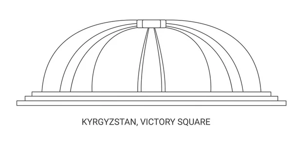 Kirgisistan Victory Square Reise Meilenstein Linienvektorillustration — Stockvektor