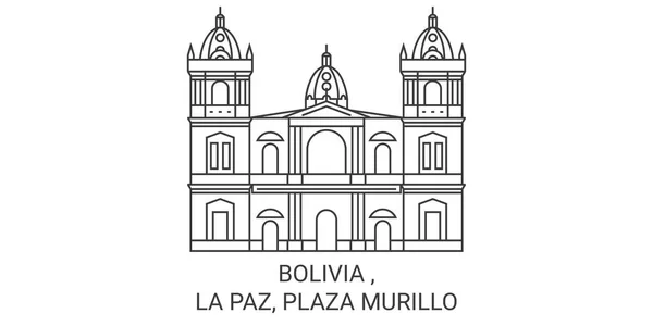 Bolivia Paz Plaza Murillo Travel Landmark Line Vector Illustration — 스톡 벡터
