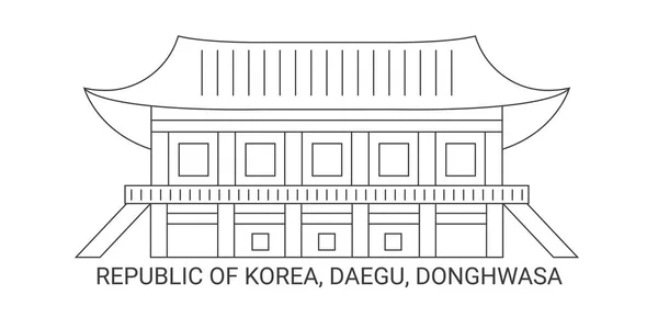 Republic Korea Daegu Donghwasa Travel Landmark Line Visory — стоковий вектор