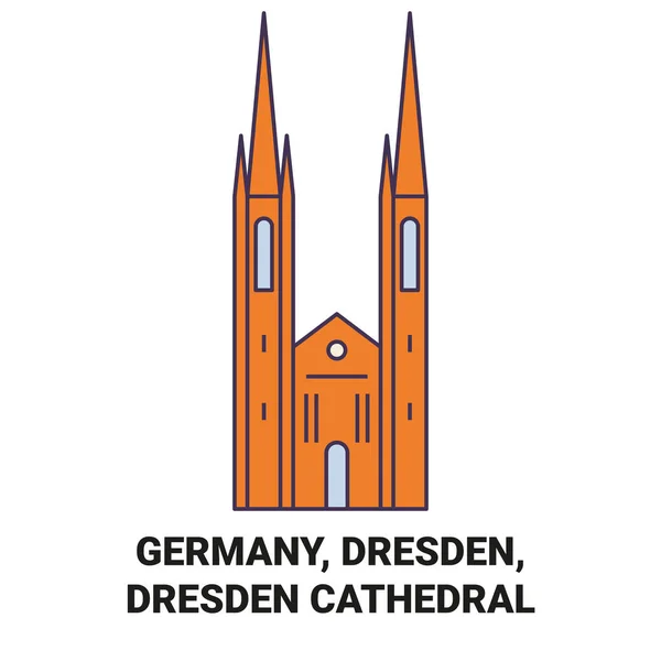 Niemcy Drezno Drezno Katedra Podróży Punkt Orientacyjny Linii Wektor Ilustracja — Wektor stockowy