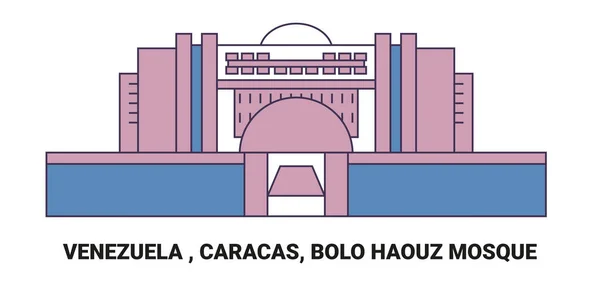 Венесуэла Caracas Bolo Haouz Mosque Travel Landmark Line Vector Illustration — стоковый вектор