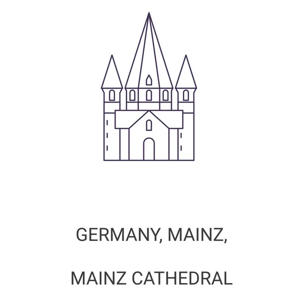 Germany Mainz Mainz Cathedral Travel Landmark Line Vector Illustration — Stock Vector