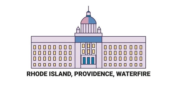 Estados Unidos Rhode Island Providence Waterfire Viagem Marco Linha Vetor —  Vetores de Stock