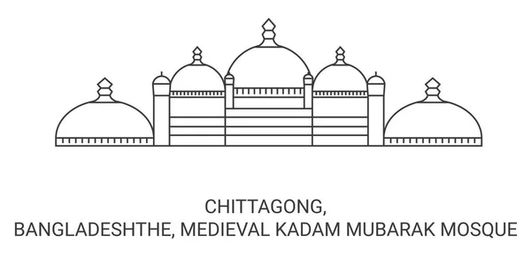 Bangladesh Chittagong Mosquée Médiévale Kadam Moubarak Illustration Vectorielle Ligne Historique — Image vectorielle