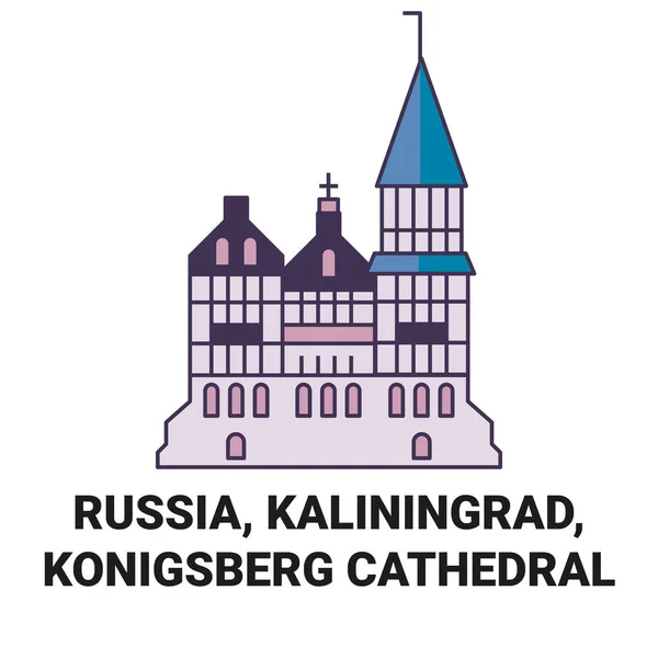 Russie Kaliningrad Konigsberg Cathédrale Voyage Illustration Vectorielle Ligne Historique — Image vectorielle