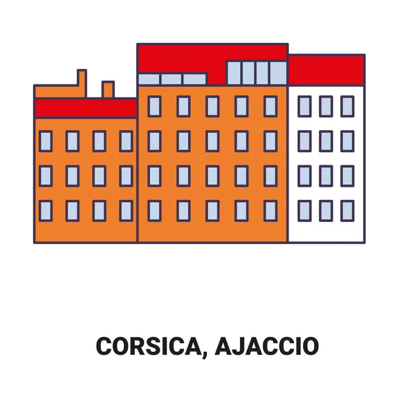 France Corsica Ajaccio Travel Landmark Line Vector Illustration — Stock Vector