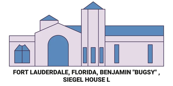 Estados Unidos Fort Lauderdale Florida Benjamin Bugsy Siegel House Viaje — Archivo Imágenes Vectoriales
