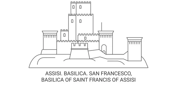Itálie Assisi Bazilika San Francesco Basilica Saint Francis Assisi Cestovní — Stockový vektor