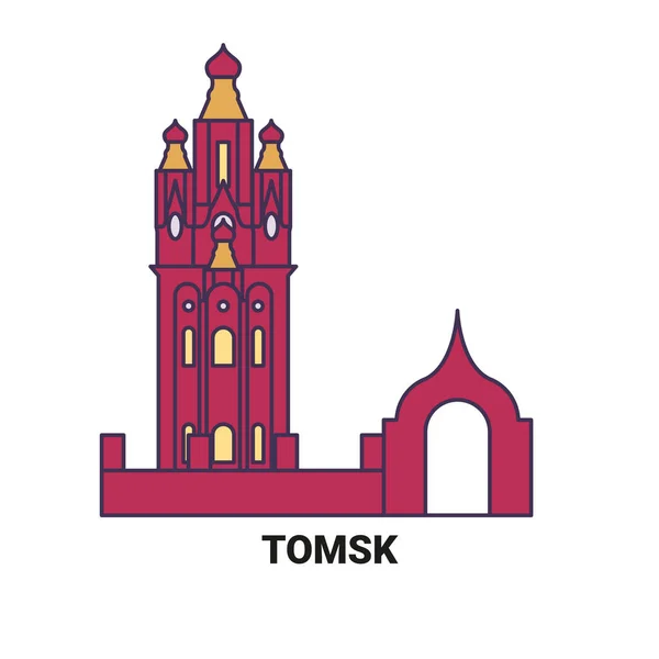 Russie Tomsk Voyages Illustration Vectorielle Ligne Historique — Image vectorielle