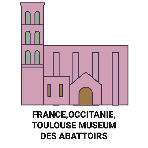 Fransa Occitanie Toulouse Muse Des Abattoirs Seyahat Çizgisi Vektör Ilüstrasyonu — Stok Vektör