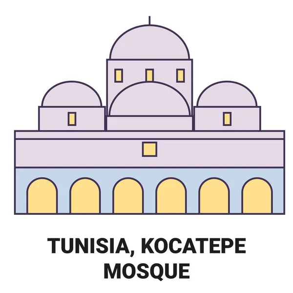 Tunisie Mosquée Kocatepe Illustration Vectorielle Ligne Repère Voyage — Image vectorielle