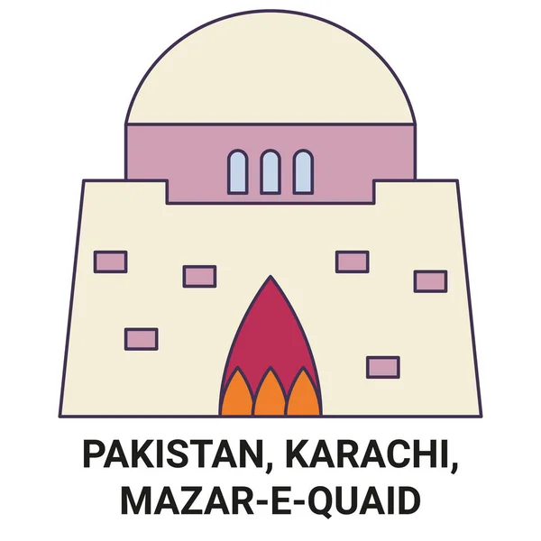 Pakisztán Karacsi Mazarequaid Utazás Mérföldkő Vonal Vektor Illusztráció — Stock Vector