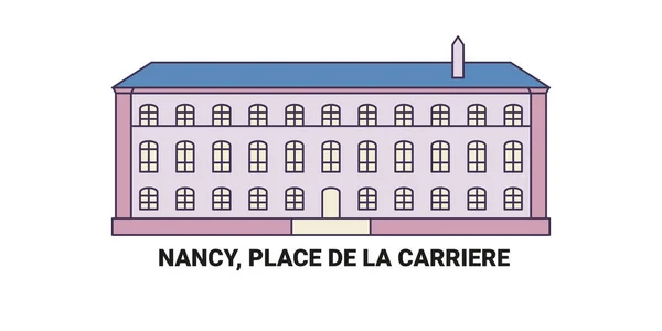 França Nancy Place Carriere Viagem Marco Linha Vetor Ilustração — Vetor de Stock