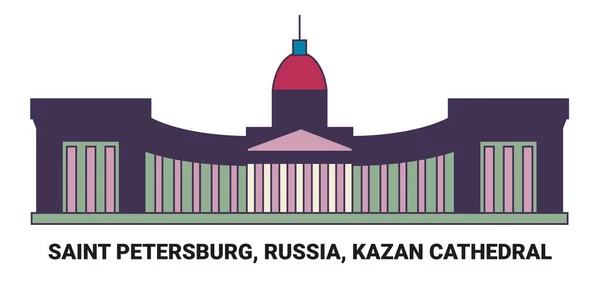 Russie Saint Pétersbourg Cathédrale Kazan Illustration Vectorielle Ligne Voyage — Image vectorielle