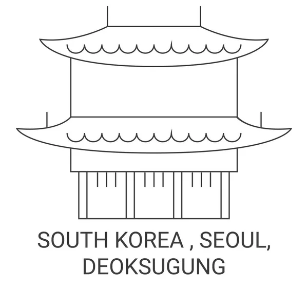 Republik Korea Seoul Deoksugung Reise Meilenstein Linienvektorillustration — Stockvektor