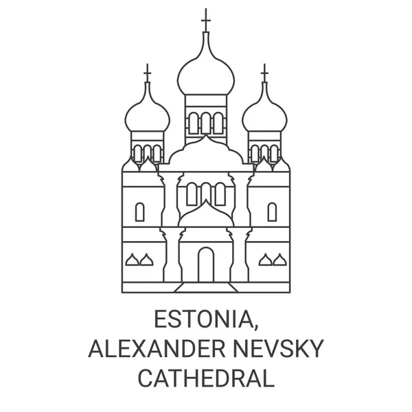 Estônia Alexander Nevsky Catedral Viagem Marco Linha Vetor Ilustração — Vetor de Stock