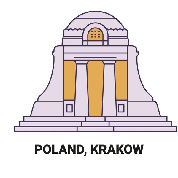 Poland Krakow Travel Landmark Line Vector Illustration — Stock Vector