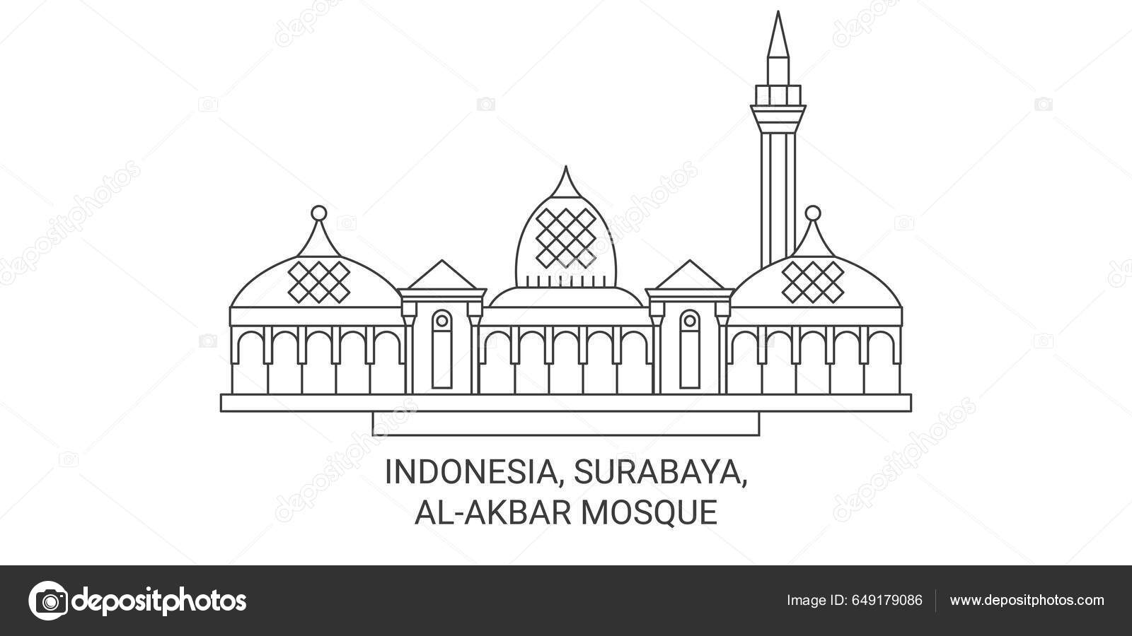 Индонезия Сурабая Мечеть Алакбар Векторное Изображение ©iconsgraph.