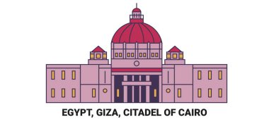 Mısır, Giza, Kahire Kalesi, seyahat çizgisi çizgisi illüstrasyonu