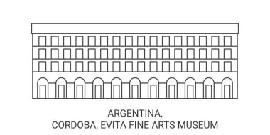 Arjantin, Cordoba, Evita Güzel Sanatlar Müzesi seyahat çizgisi çizgisi çizimi