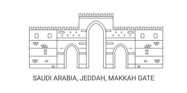 Suudi Arabistan, Jeddah, Makkah Kapısı, seyahat çizgisi çizimi