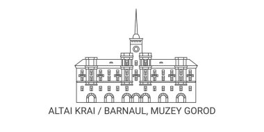 Rusya, Barnaul, Muzey Gorod, seyahat çizgisi vektör ilüstrasyonu