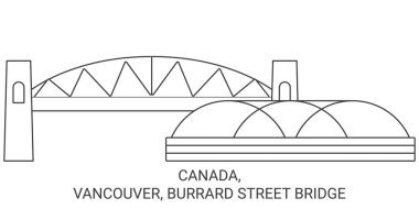 Kanada, Vancouver, Burrard Caddesi Köprüsü Seyahat Hattı vektör çizimi