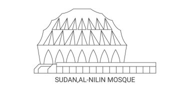 Sudan, Alnilin Camii, seyahat çizgisi vektör illüstrasyonu