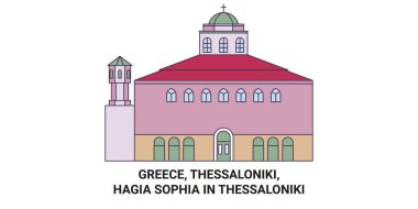 Yunanistan, Selanik ve Ayasofya Selanik 'te tarihi eser çizgisi çizimi