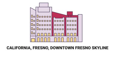 ABD, California, Fresno, Downtown Fresno Skyline, seyahat çizelgesi çizimi