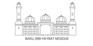 Azerbaycan, Bakü, Bibiheybat Camii, seyahat çizgisi çizimi
