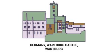 Almanya, Wartburg Kalesi, Wartburg seyahat çizgisi vektör ilüstrasyonu