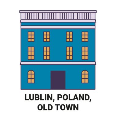 Polonya, Lublin, Old Town seyahat çizgisi vektör ilüstrasyonu
