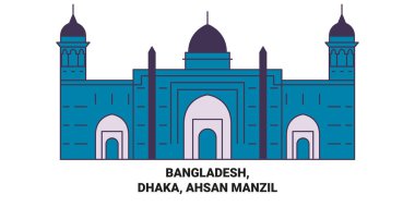 Bangladeş, Dhaka, Ahsan Manzil seyahat çizgisi çizelgesi çizimi