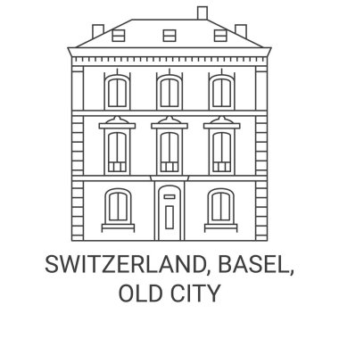 İsviçre, Basel, Old City seyahat sınır çizgisi vektör çizimi