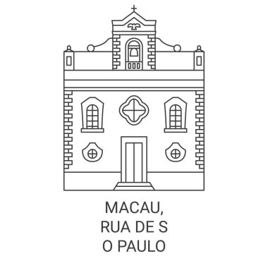 Çin, Macau, Rua De Paulo seyahat çizgisi vektör ilüstrasyonu