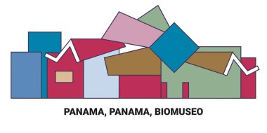 Panama, Panama, Biomuseo, seyahat çizgisi vektör ilüstrasyonu