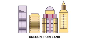 ABD, Oregon, Portland seyahat tarihi vektör çizelgesi çizimi