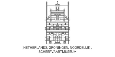 Hollanda, Groningen, Noordelijk, Şehirler Müzesi seyahat çizgisi çizimi