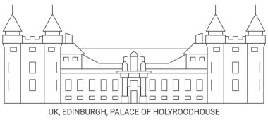 Uk, Edinburgh, Holyroodhouse Sarayı, seyahat çizgisi vektör ilüstrasyonu