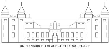 Uk, Edinburgh, Palace Of Holyroodhouse, travel landmark line vector illustration clipart