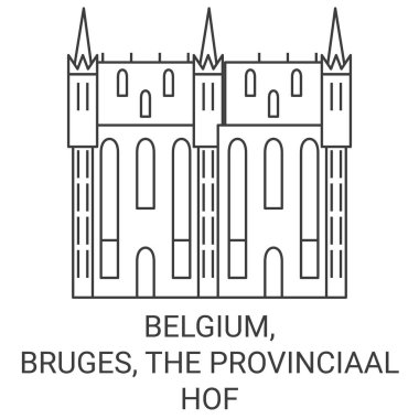 Belçika, Bruges, The Provinciaal Hof seyahat sınır çizgisi çizgisi çizimi