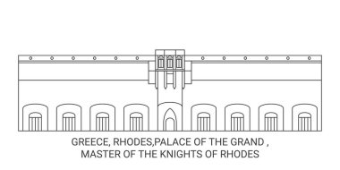 Yunanistan, Rodos, Büyük Saray, Rodos Şövalyeleri 'nin Efendisi tarihi eser çizgisi çizimi